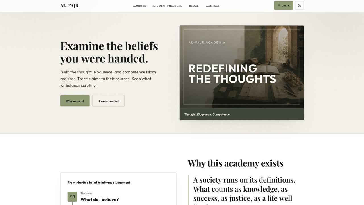 Alfajr Academia homepage